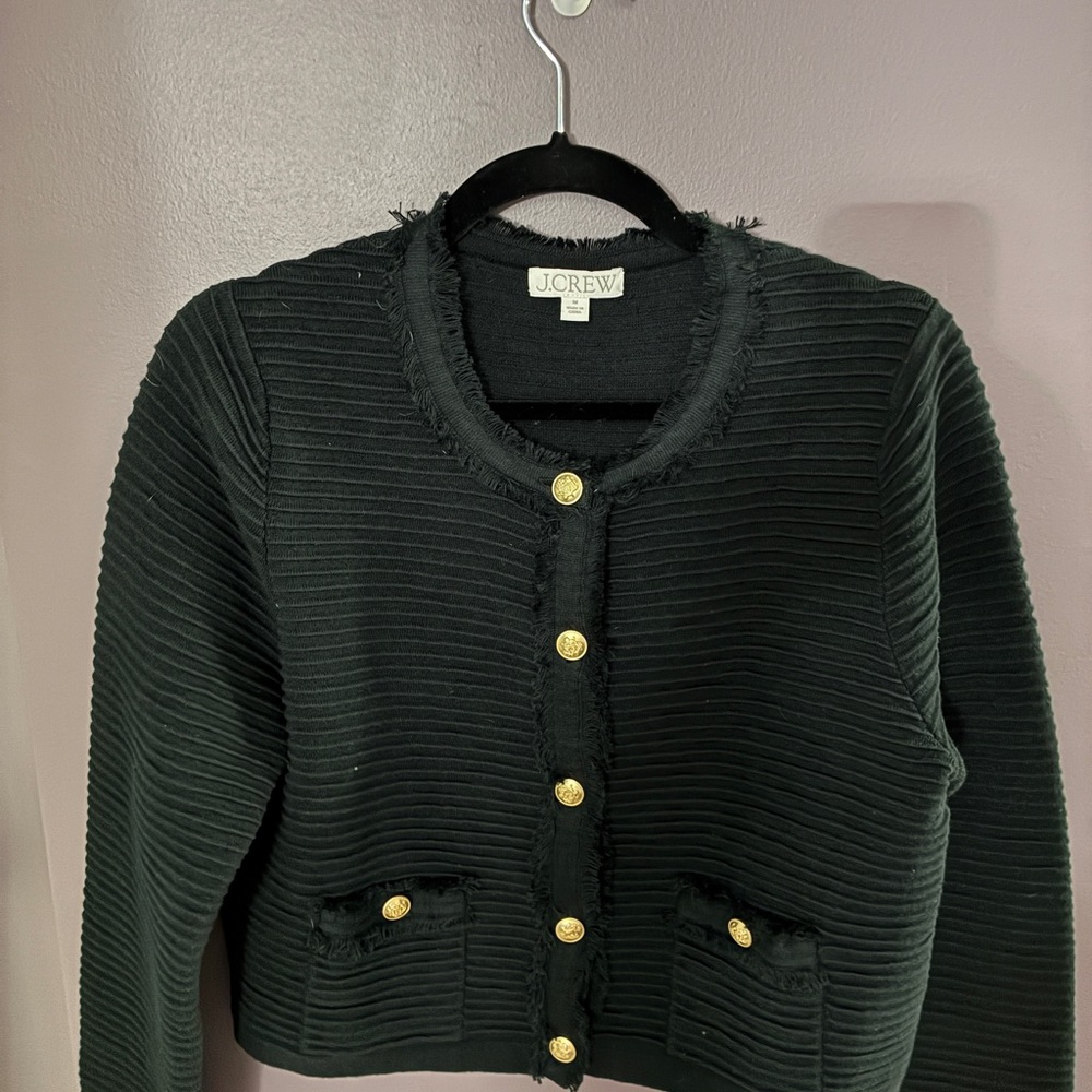 J. Crew Black Cardigan with Gold Buttons
